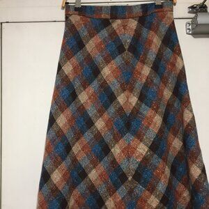 VINTAGE PANT-MAN MAXI WOOL BLEND PLAID SKIRT SIZE 14